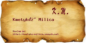 Kmetykó Milica névjegykártya